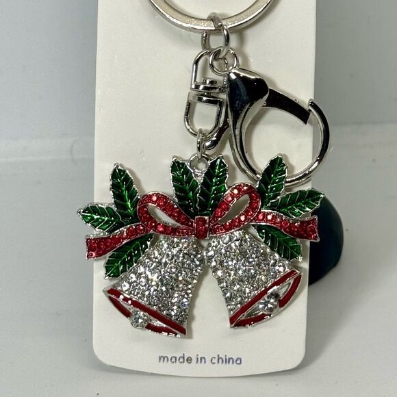 BAG CHARM Silver Bells Holiday Christmas Bag charm Keychain - Picture 2 of 4